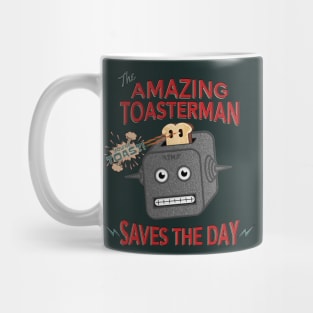 The Amazing Toasterman Saves The Day Funny Chrome Toaster Robot Mug